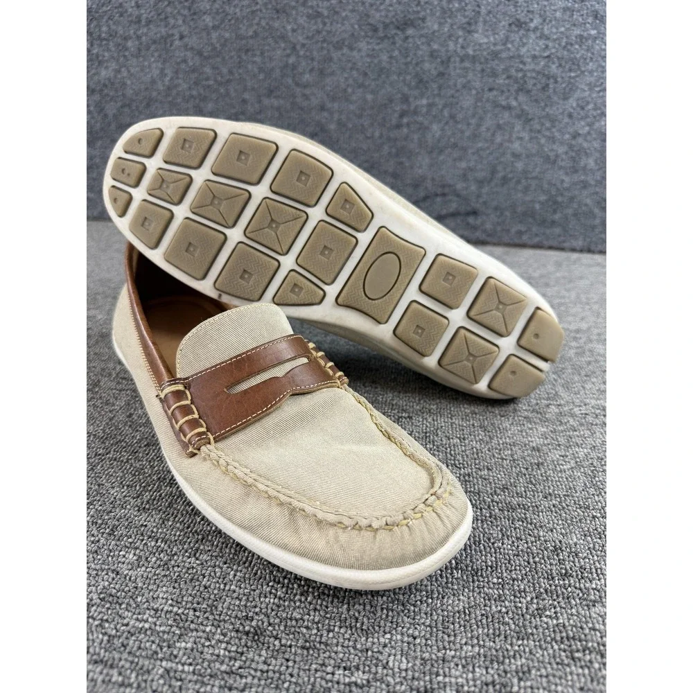Alan Payne Canvas Loafers Shoes Mens 10.5 Beige Brown Cannes Made Brazil Casual